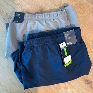 DSG Men’s Shorts Bundle 2XL Navy + Gray Athletic Lifestyle Shorts NWT